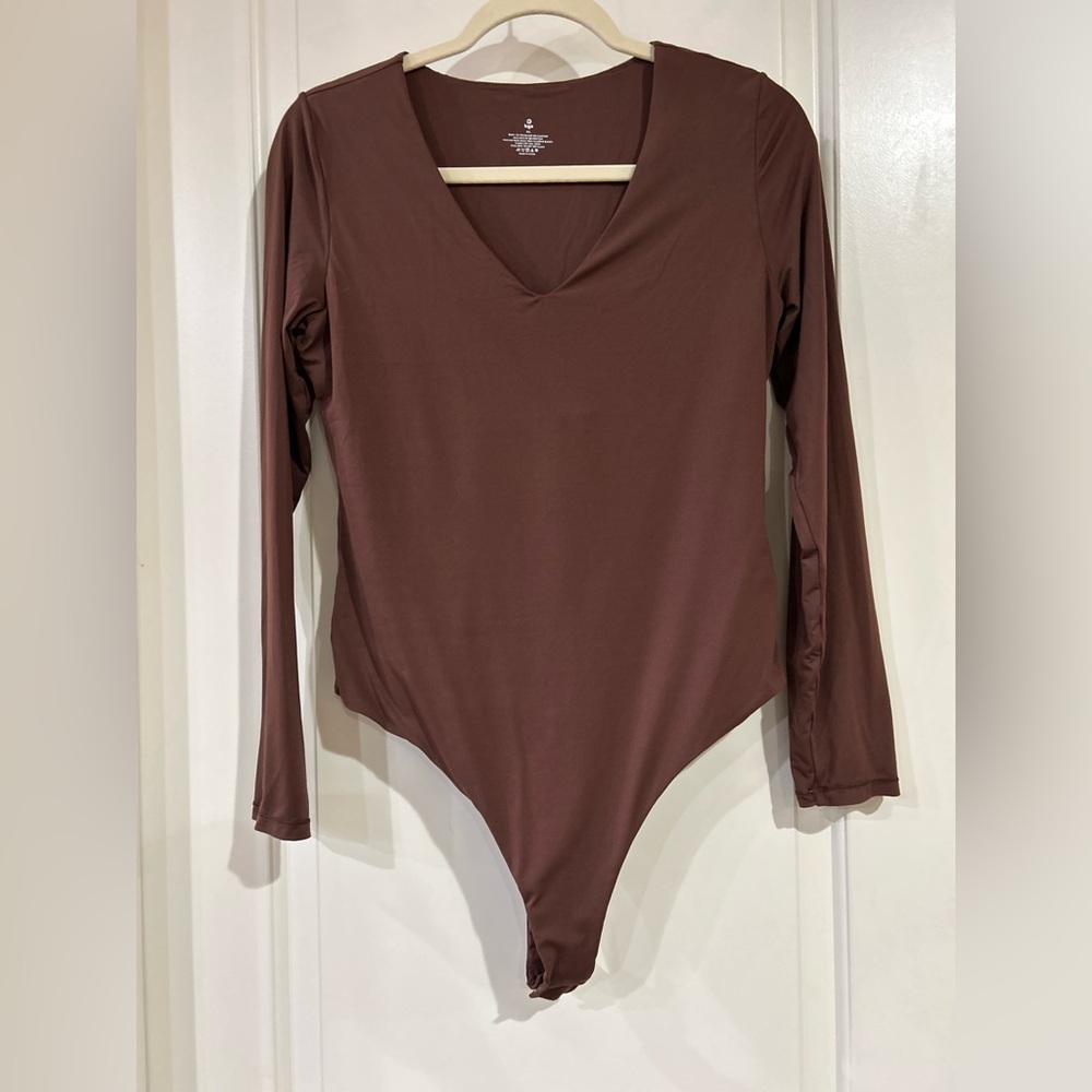 Iygo Chocolate Brown V-Neck Bodysuit